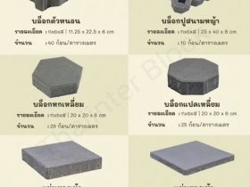 แผ่นทางเท้า  บล็อกตัวหนอน บล็อกแปดเหลี่ยม บล็อกปูหญ้า