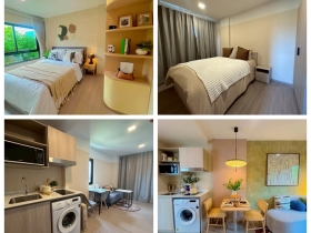 ขายดาวน์คอนโดใหม่ dcondo sense Bangsaen ราคาพิเศษ วิวสระ แต่งครบ